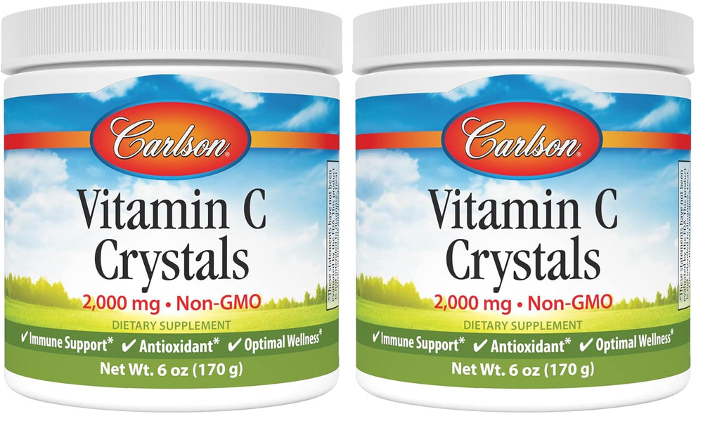 Carlson Labs Non-GMO Vitamin C Crystals in jar for easy daily mixing