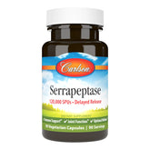 Carlson Serrapeptase 120000 SPUs bottle with capsules for immune and joint support.
