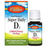 Carlson Super Daily D3 bottle on shelf supports daily wellness with liquid vitamin D3