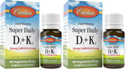 Carlson Super Daily D3 + K2 bottle drops shown for easy daily dosing