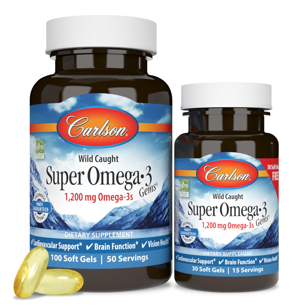 Carlson Super Omega-3 Gems bottle front for daily wellness