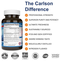 Carlson Super Omega-3 Gems label closeup with 1,200 mg per serving