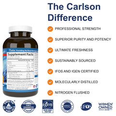Carlson The Very Finest Fish Oil bottle being poured for easy dosing.