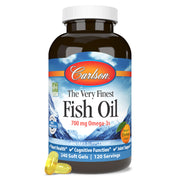 Carlson The Very Finest Fish Oil softgel in orange flavor supports daily omega-3 intake.