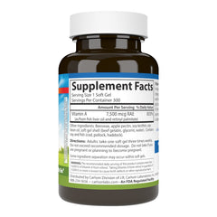 Close-up of Carlson Vitamin A softgels on the label for reference.