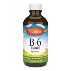 Carlson Vitamin B-6 Liquid bottle pour, easy daily dosing and taste appeal