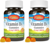 Carlson Vitamin D3 Gummies bottle front shows 1000 IU per gummy for bone health