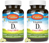 Carlson Vitamin D3 softgels bottle front showing branding and daily bone support.