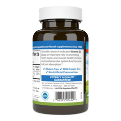 Carlson Vitamin D3 softgels label closeup with dosage and potency details.