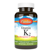 Carlson Vitamin K2 MK-7 softgel bottle front shows product branding