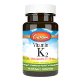 Carlson Vitamin K2 MK-7 softgel delivers 180 mcg for bone support and calcium use.