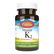 Carlson Vitamin K2 MK-7 softgel delivers 180 mcg for bone support and calcium use.