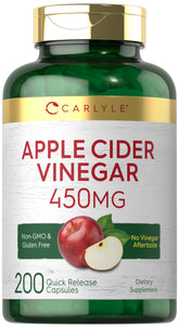 Carlyle Apple Cider Vinegar Capsules bottle on shelf for daily wellness.