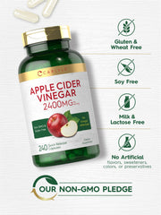 Carlyle Apple Cider Vinegar capsules packaging label — gluten-free and non-GMO notes.