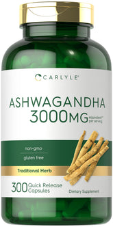 Carlyle Ashwagandha bottle front view for daily wellness support.