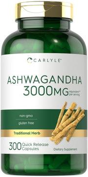 Carlyle Ashwagandha bottle front view for daily wellness support.