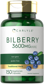 Carlyle Bilberry Extract Capsules bottle with capsules for daily wellness.