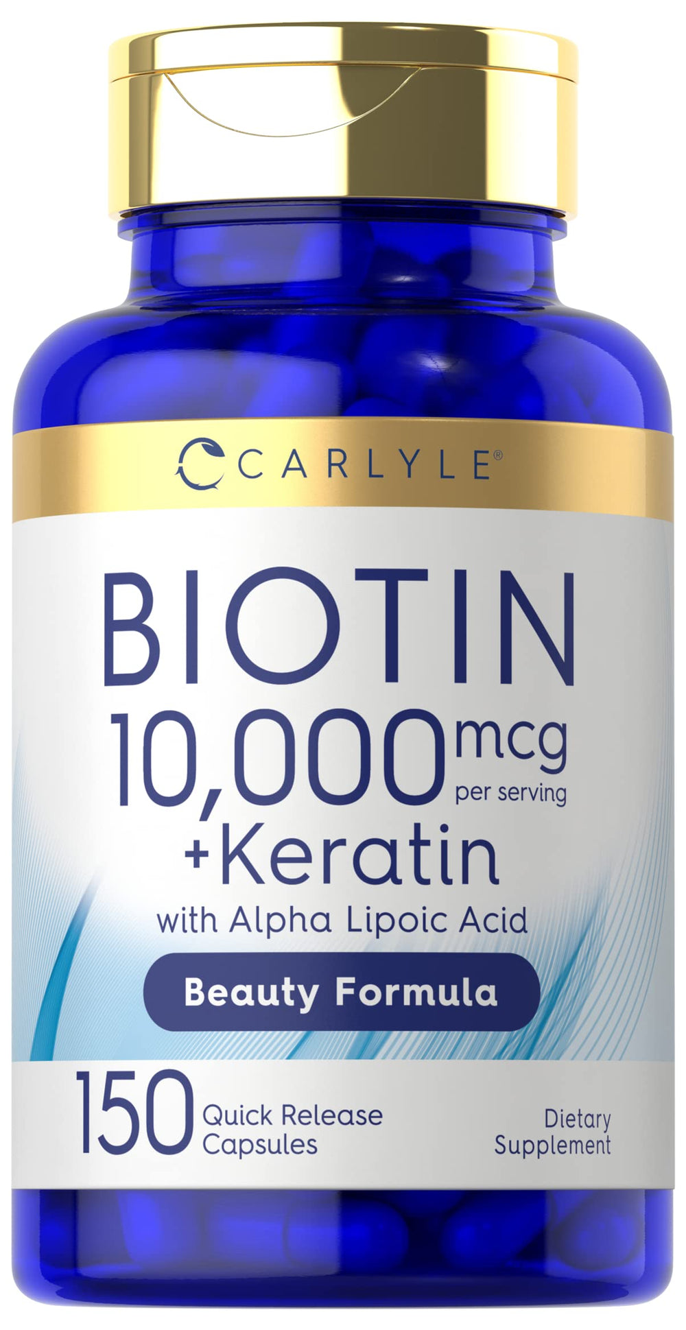 Carlyle Biotin 10000mcg bottle for daily beauty routine and premium quality