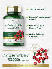 Carlyle Cranberry capsules close-up emphasizing quick-release design for fast absorption.