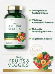 Carlyle Fruits and Veggies label detail highlights 30+ superfoods