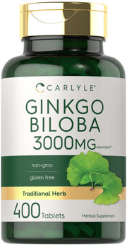 Carlyle Ginkgo Biloba 3000mg bottle front view for daily wellness