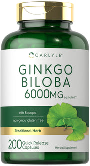 Carlyle Ginkgo Biloba bottle front view promotes daily wellness routine