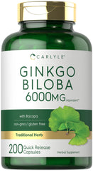 Carlyle Ginkgo Biloba bottle front view promotes daily wellness routine