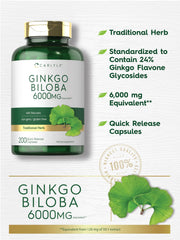 Carlyle Ginkgo Biloba capsules inside bottle for easy daily use