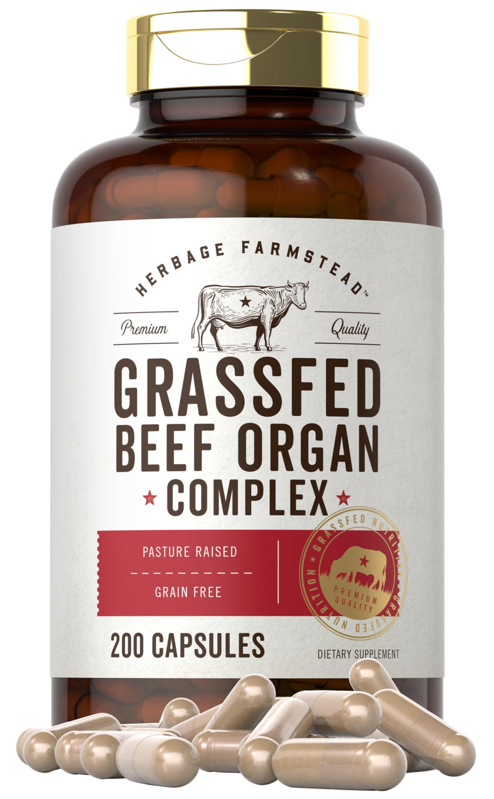 Carlyle Grass Fed Beef Organ Complex bottle cap close-up for convenient daily use.