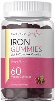 Carlyle Iron Gummies for Women bottle closeup, daily iron support.
