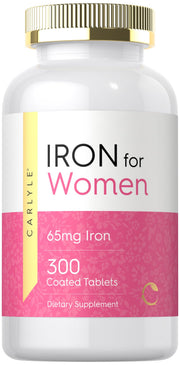 Carlyle Iron bottle front showcasing 65mg iron for vegetarian use