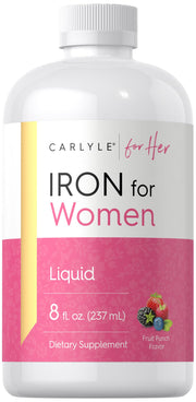 Carlyle Liquid Iron bottle close-up for women's daily iron support.