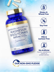 Carlyle Magnesio Bisglicinato 665 mg, sin gluten, opción para dietas sensibles.