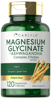 Carlyle Magnesium Glycinate with Ashwagandha bottle for daily balance.