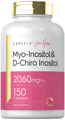 Carlyle Myo-Inositol and D-Chiro Inositol bottle shows 2060 mg complex for daily support.