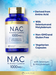 Carlyle NAC packaging noting gluten-free and non-GMO ingredients