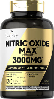 Carlyle Nitric Oxide 3000mg bottle front supports workout readiness