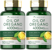 Carlyle Oregano Oil 4000mg softgels bottle highlights carvacrol content for daily wellness