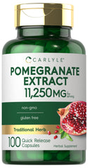 Carlyle Pomegranate Extract bottle displaying the 11250mg supplement for daily wellness.