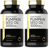 Carlyle Pumpkin Seed Oil bottle front showing 3000 mg per serving for daily wellness.