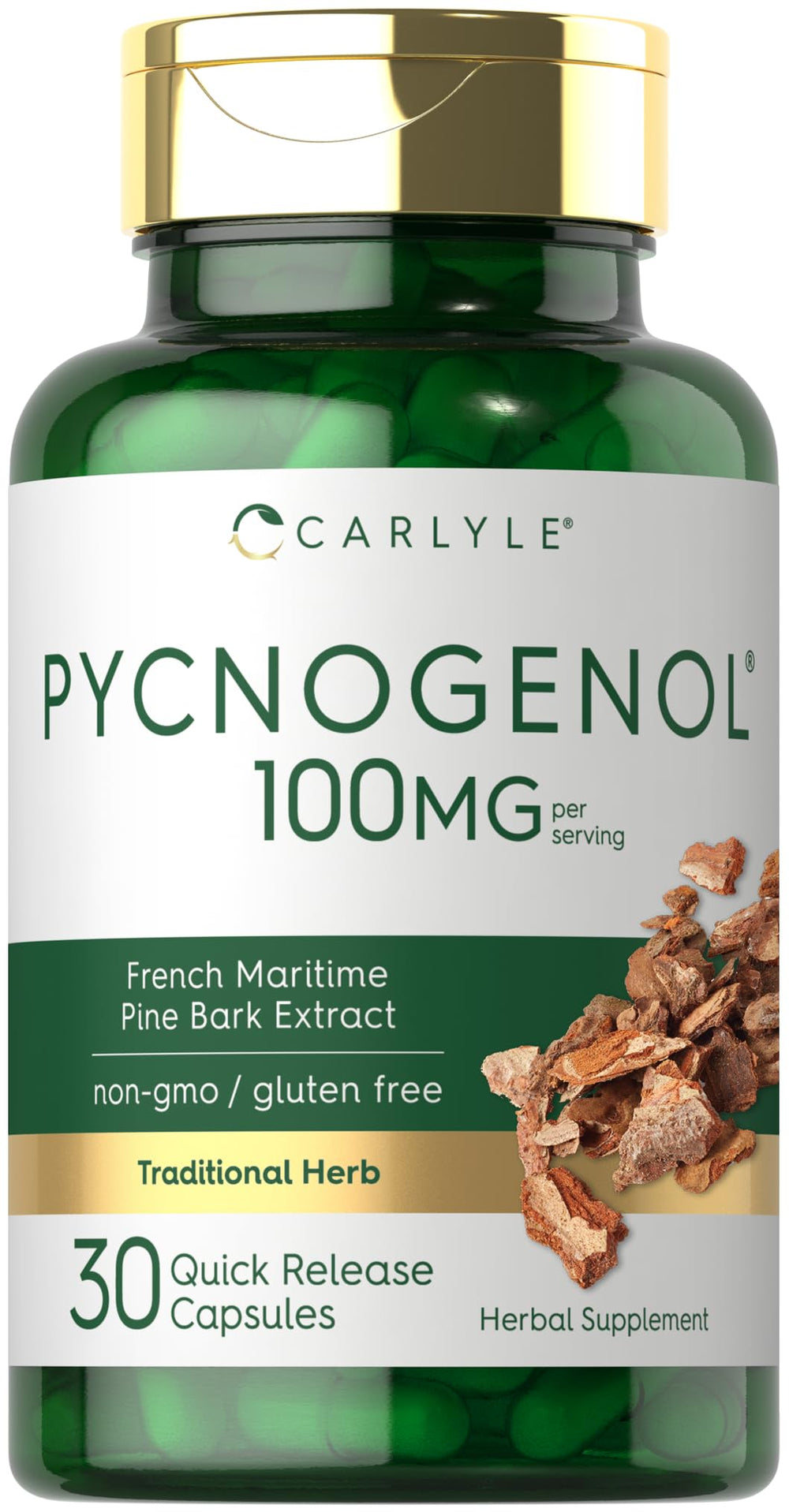Carlyle Pycnogenol 100mg bottle with capsules for daily wellness
