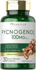 Carlyle Pycnogenol 100mg bottle with capsules for daily wellness