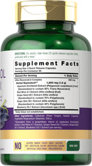 Carlyle Resveratrol Complex capsules closeup, convenient quick-release