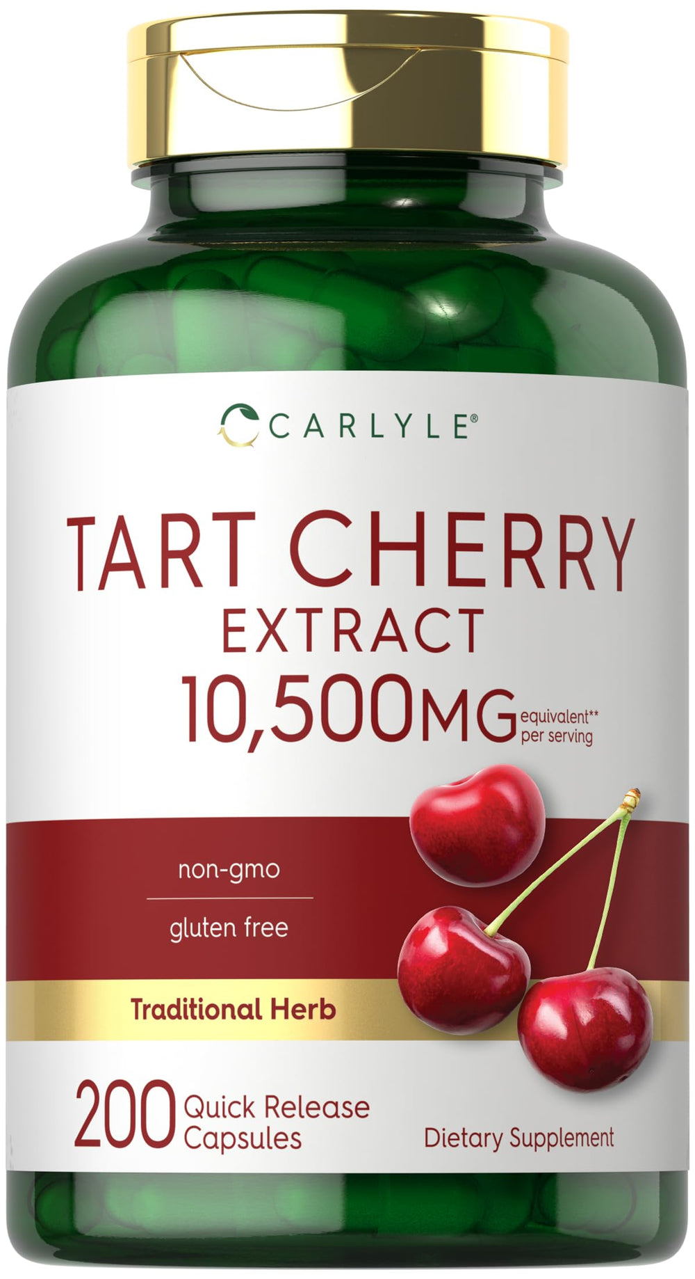 Carlyle Tart Cherry Capsules bottle, convenient daily wellness support.