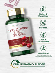 Carlyle Tart Cherry Extract Capsules packaging highlighting gluten-free option.
