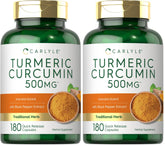 Carlyle Turmeric Curcumin bottle front prepared for daily wellness routine.