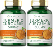 Carlyle Turmeric Curcumin bottle front prepared for daily wellness routine.
