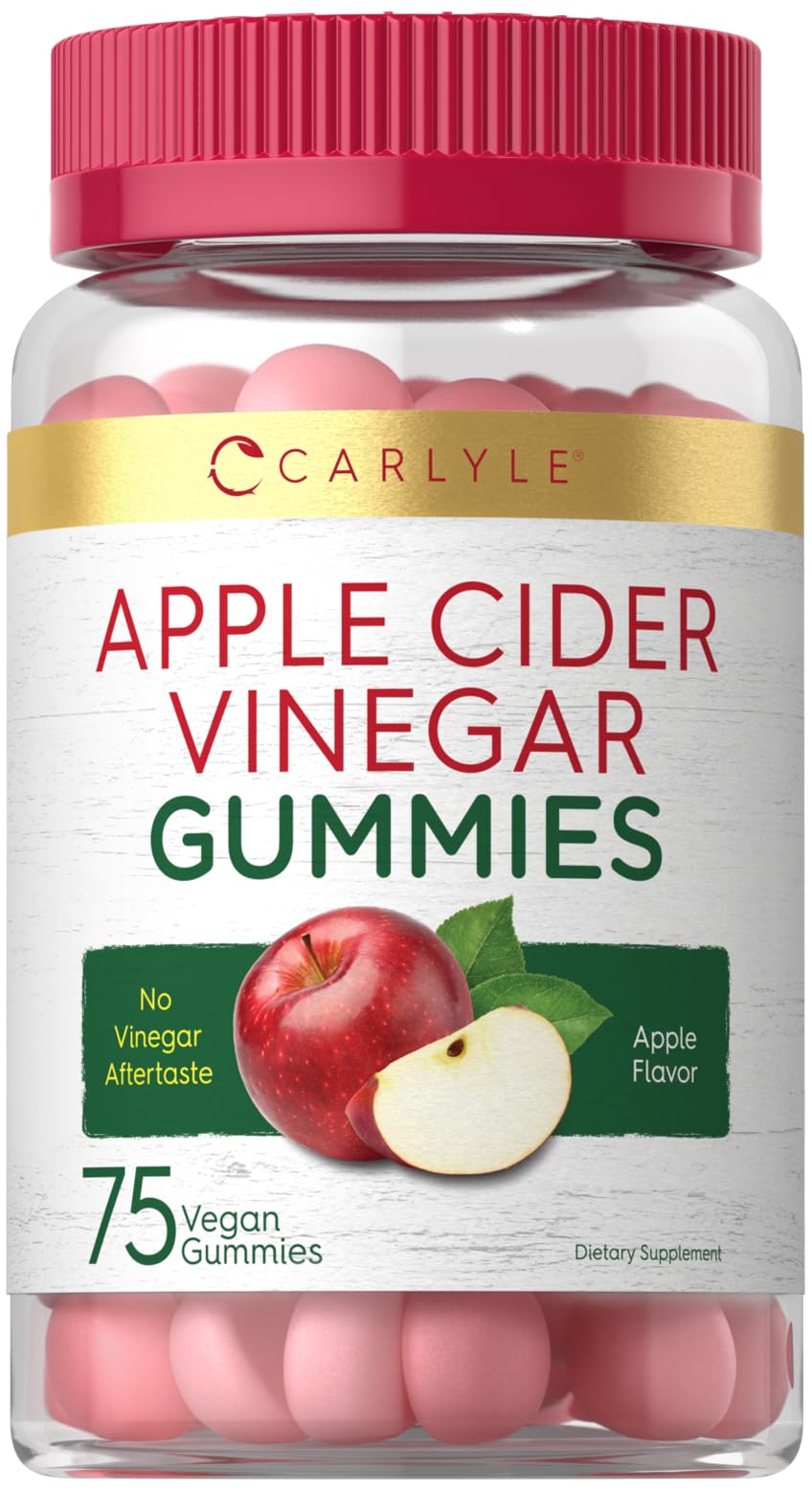 Carlyle Vegan Apple Cider Vinegar Gummies bottle demonstrates convenient daily supplement.