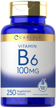 Carlyle Vitamin B6 100mg bottle front view for daily vegetarian wellness.