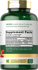Close-up of Carlyle Vitamin C caplets highlighting vegetarian formula